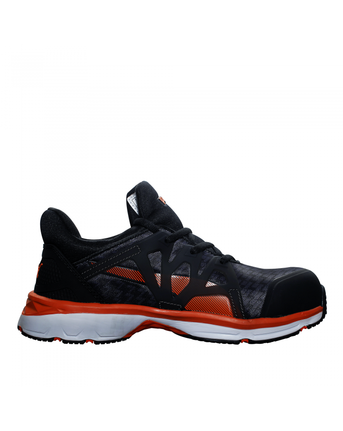 tenis puma negro con naranja