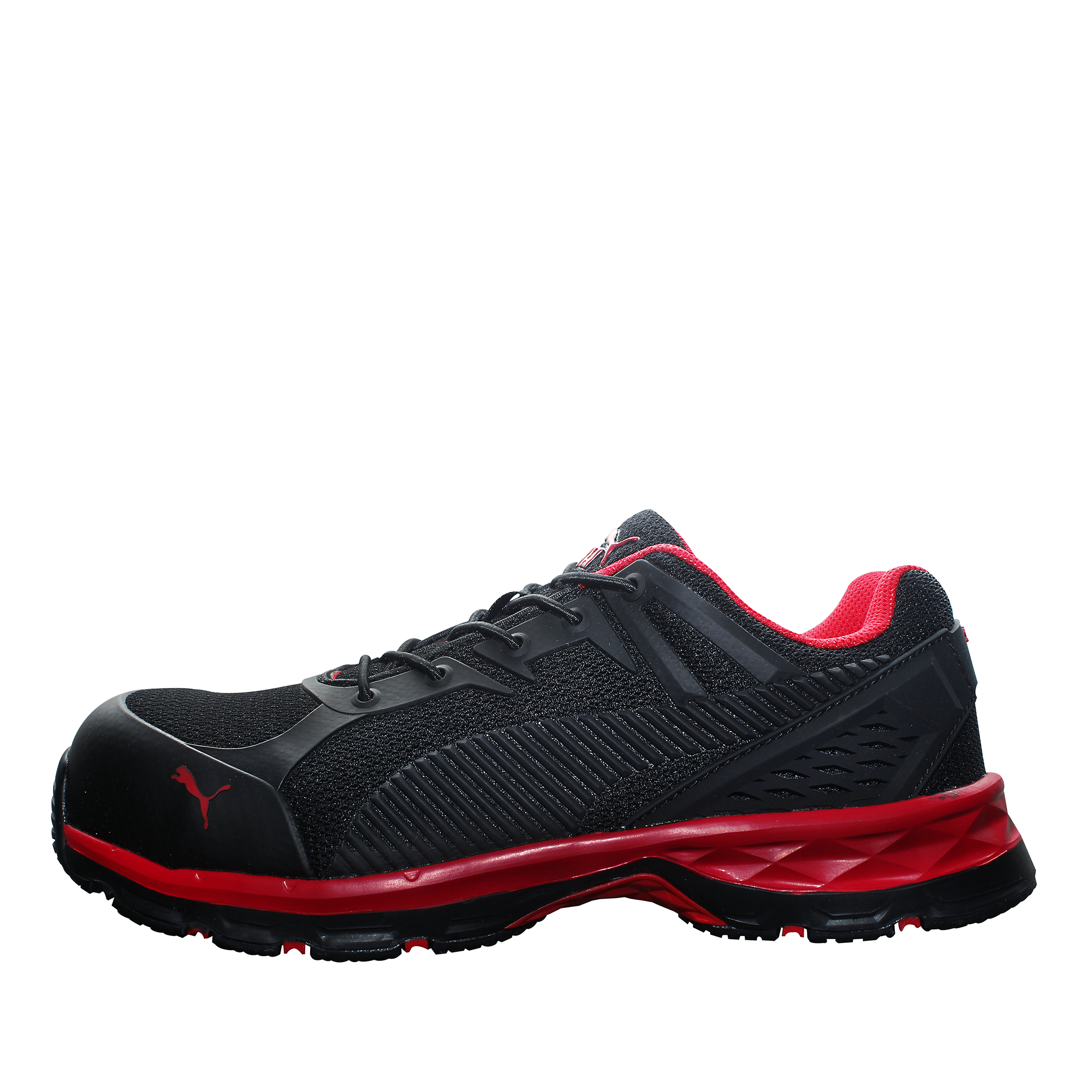 tenis puma negro con rojo